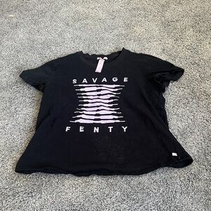Savage X Fenty Black Tee with Pink Logo